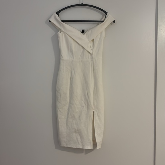 NWOT Lulus Classic Glam White Off-the-Shoulder Bodycon midiDress - Picture 6 of 9